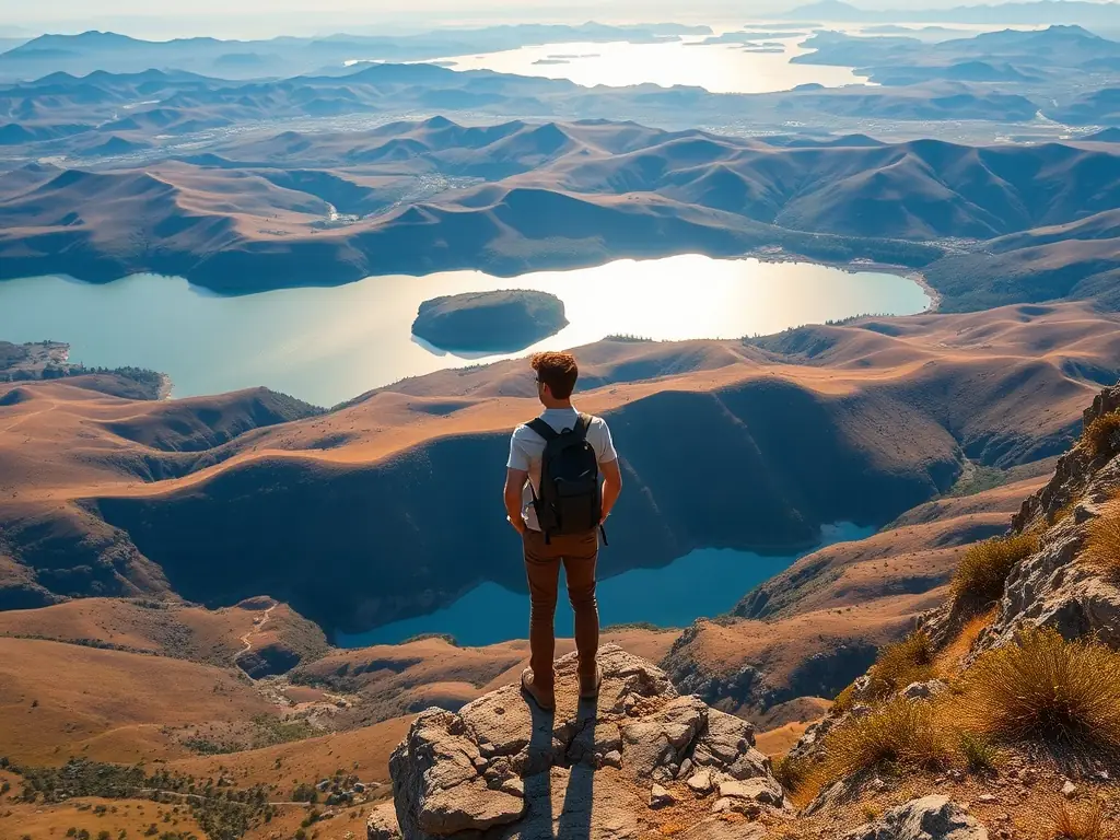 A serene image of a solo traveler exploring the Scottish Highlands with a detailed itinerary in hand, showcasing the freedom of individual itineraries.